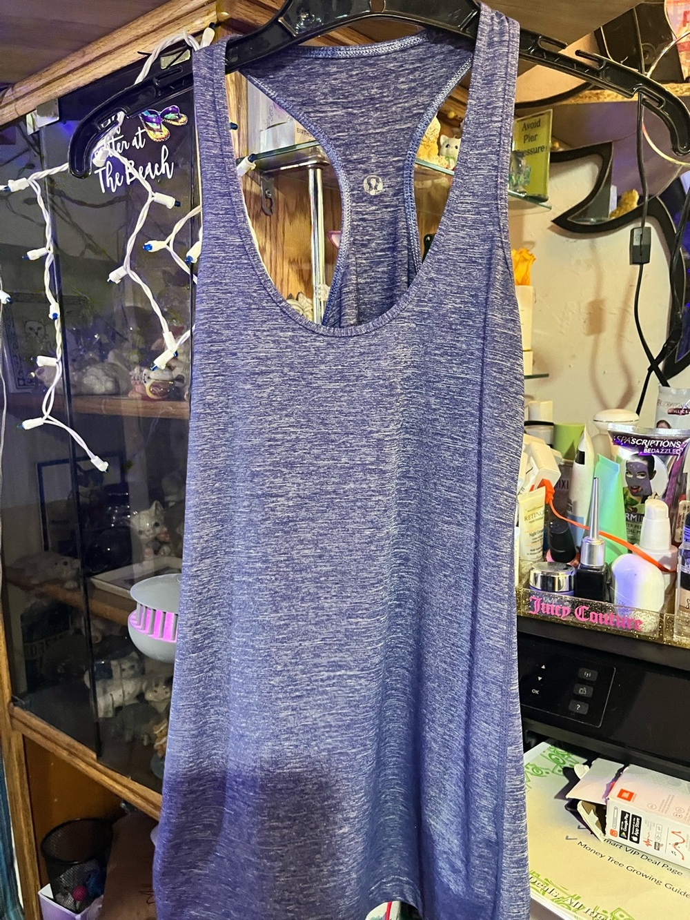 Lululemon Cool Racerback Tank Top Space Dye Heathered Purple Blue Size 4
